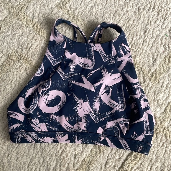 Lululemon Free To Be Serene Bra High Neck Graffiti Pop Antoinette True Navy 6 - Picture 4 of 9